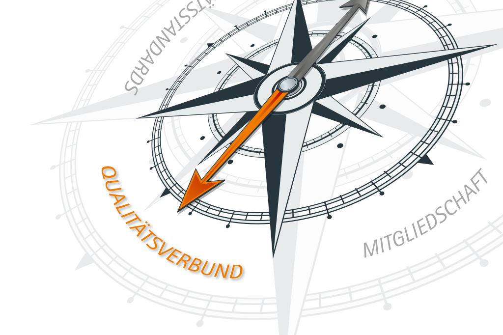 QVDS Qualitätsverbund Deutscher Sicherheitsunternehmen - Kompass mit QVDS Logo